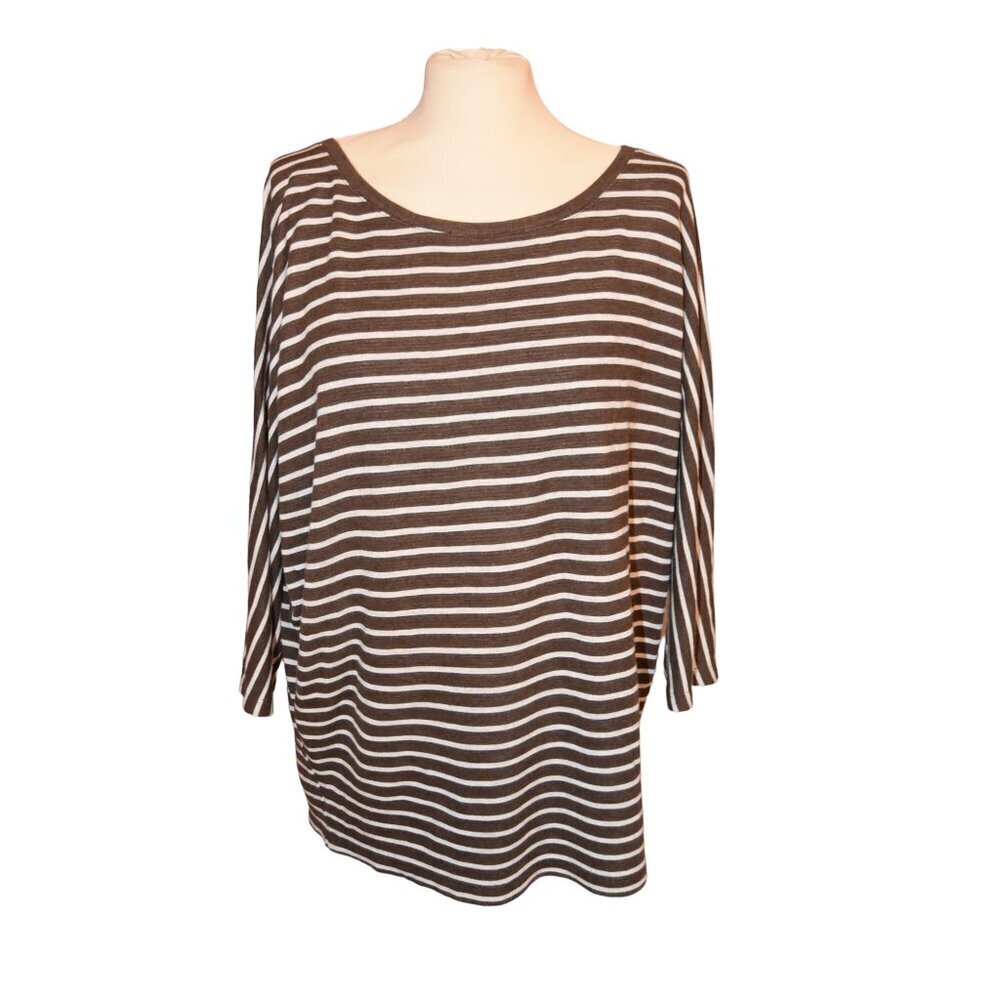 Vince Striped Relaxed Fit Top L Soft Knit Parisian Chic Effortless Minimalist